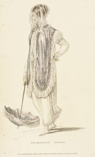 Fashion Plate (Promenade Dress), 1809. Creator: Rudolph Ackermann.