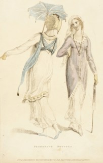 Fashion Plate (Promenade Dresses), 1809. Creator: Rudolph Ackermann.