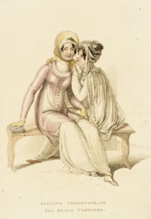 Fashion Plate (Evening Promenade, or Sea Beach Costumes), 1810. Creator: Rudolph Ackermann.