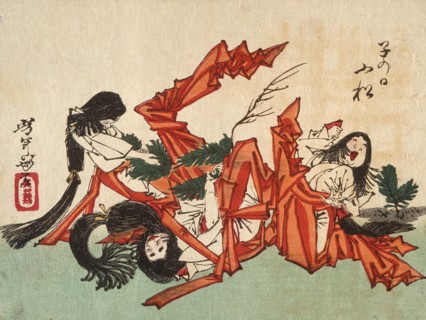 Pulling Pine Shoots on the Day of the Rat, 1882. Creator: Tsukioka Yoshitoshi.