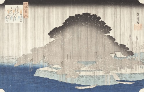 Night Rain at Karasaki, c1835. Creator: Ando Hiroshige.