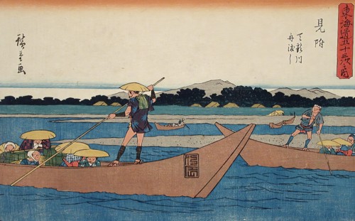 Ferry Crossing the Tenryu River, Mitsuke, c1841-42. Creator: Ando Hiroshige.