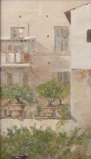 Italian Study. Patio with Lemon-Trees in Flowerpots. Creator: Lars Jacob von Röök.