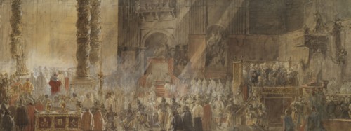 Gustavus III Attending Christmas Mass in 1783, in St Peter's, Rome. Creator: Louis Jean Desprez.