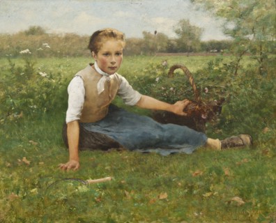 Picking Flowers, 1882. Creator: Hugo Salmson.