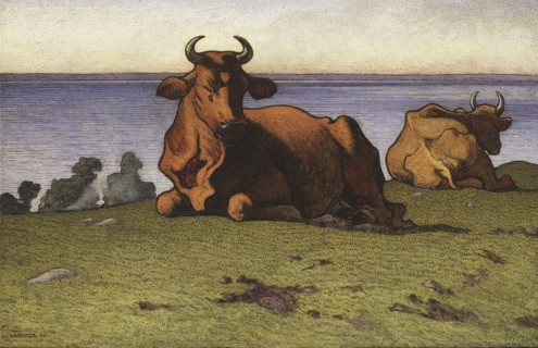 Resting Cows. Motif from Öland, 1901. Creator: Nils Kreuger.