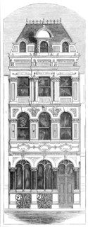 Improved street architecture - the Promoter Life Assurance Office, Fleet-Street, 1860. Creator: Unknown.
