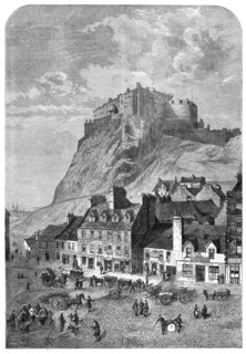 Edinburgh Castle, from the Corn Exchange, in the Grassmarket, 1860. Creator: Smyth.