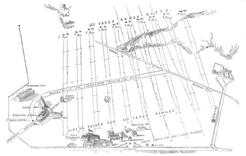 Plan and arrangements of the rifle-shooting contest on Wimbledon Common, 1860. Creator: Unknown.