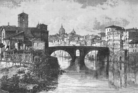 'Quattro Capi Bridge at Rome; A First Visit to Rome', 1875. Creator: Unknown.