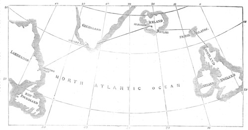 Proposed route of the North Atlantic Telegraph, 1860. Creator: Unknown.