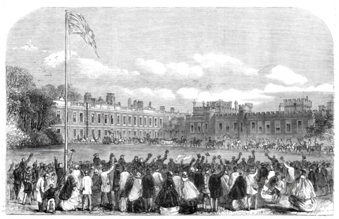 The Review of Lancashire Rifle Volunteers in Knowsley Park - the Earl and Countess of..., 1860. Creator: Unknown.