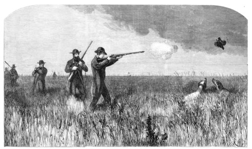 His Royal Highness the Prince of Wales shooting on the prairies of the far west, 1860. Creator: Harrison Weir.