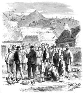 Purchasing eggs and fowls of the natives - from a sketch by our special artist in China, 1860. Creator: Unknown.