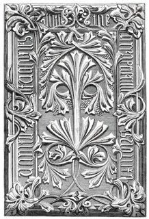 A book cover formed by Martin's Ceramic Papier-maché process, 1860. Creator: Unknown.
