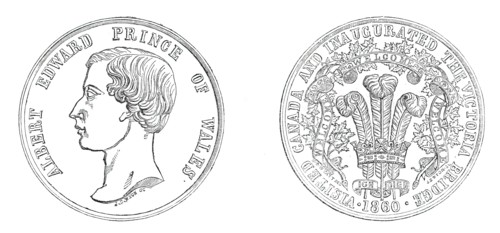 Medal struck to commemorate the Prince of Wales's visit to Canada and the inauguration..., 1860. Creator: Unknown.