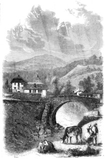 The Village and Bridge of Sallenches, Savoy, 1860. Creator: Jean Adolphe Beauce.