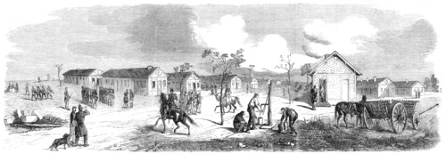 Quarters for infantry at the camp of Chalons - from a drawing by M. Beaucé, 1860. Creator: Unknown.