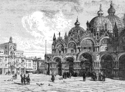'The Basilica of St. Mark, Venice, seen from the Piazza; Venice--Historical and Descriptive',1875. Creator: Unknown.