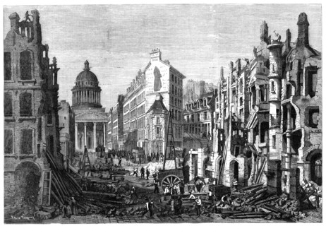 Paris demolitions - removal of a portion of the Quartier Latin - from a drawing by M. Thorigny, 1860 Creator: Unknown.