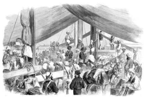 The War in China - the "Havoc" gun-boat, with Fane's Horse on board, on its way from Talien..., 1860 Creator: Unknown.