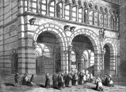 Portion of the façade of Lucca Cathedral, 1860. Creator: Unknown.