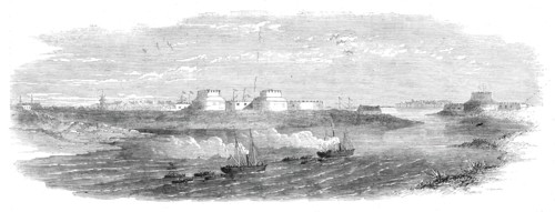 The War in China - the forts at the mouth of the Pehtang River, 1860. Creator: Unknown.