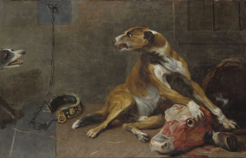 Dogs Fighting over a Flayed Ox's Head, early-mid 17th century. Creator: Workshop of Frans Snyders.