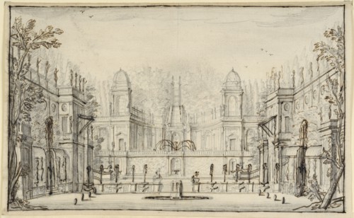 Exedra and cascade inspired by the Water Theater at Villa Aldobrandini, Frascati. Creator: Anon.