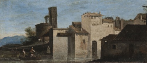 Landscape with figures (production of miracles?) . Creator: Unknown.