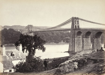 Bangor, Suspension Bridge, From Anglesey (254), Printed 1860 circa. Creator: Francis Bedford.