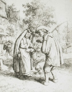 Man and Woman Talking, c1650. Creator: Adriaen van Ostade.