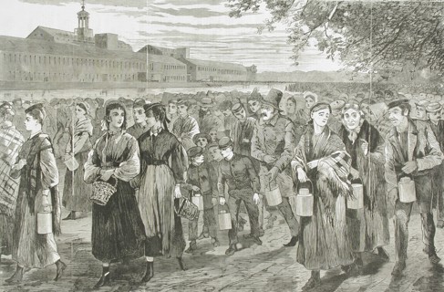 New England Factory Life - Bell-Time, 1868. Creator: Unknown.