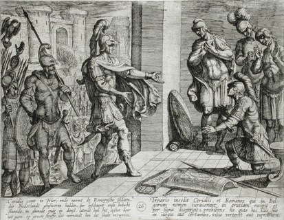 Cerialis Pardons and Relieves Roman Soldiers Who had Helped Civilis, Publshed 1612. Creator: Antonio Tempesta.