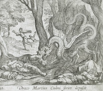 Cadmus's Men Killed by the Serpent, published 1606. Creators: Antonio Tempesta, Wilhelm Janson.