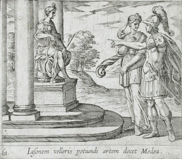 Jason Promises His Hand to Medea, published 1606. Creators: Antonio Tempesta, Wilhelm Janson.