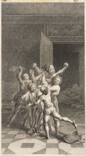 Plate XVIII from Life and Adventures of the Knight Don Quixote de la Mancha, 1780. Creator: Daniel Berger.