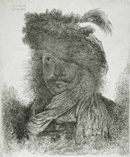 Man Wearing a Plumed Fur Cap and a Scarf, between circa 1647 and circa 1651. Creator: Giovanni Benedetto Castiglione.