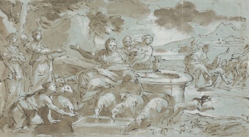 Moses and the Daughters of Jethro, between 1629 and 1694. Creator: Giovanni Peruzzini.