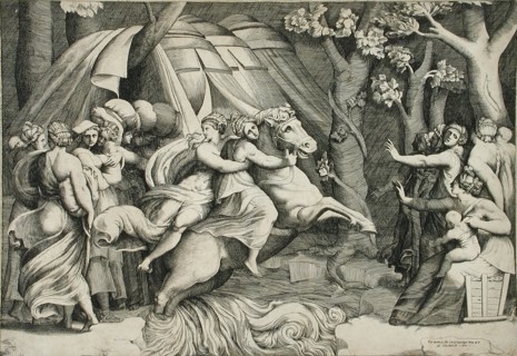 Cloelia Crossing the Tiber, c1546. Creator: Giulio Bonasone.