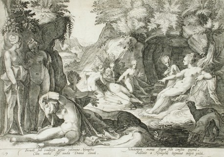 Diana and Her Nymphs Discovering Callisto's Pregnancy, published 1590. Creator: Hendrik Goltzius.