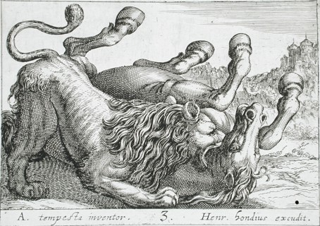 A Lion Biting a Horse's Neck, 1610. Creator: Hendrick Hondius I.