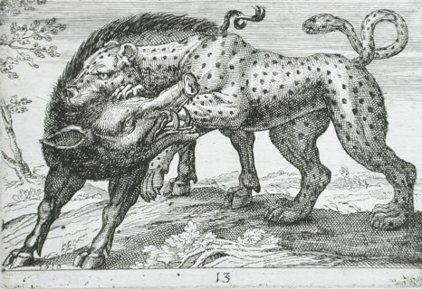 A Leopard Fighting a Boar, 1610. Creator: Hendrick Hondius I.