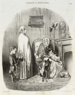 Je ne loue pas aux gens qui ont des enfants!..., 1847. Creator: Honore Daumier.