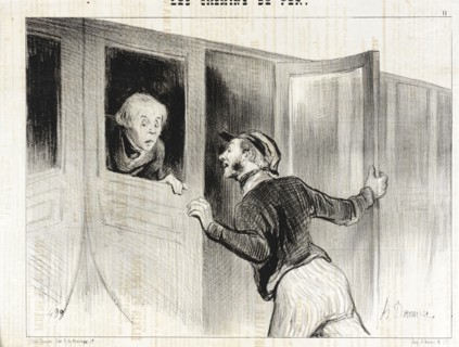 Le Danger de s'Assoupir en Voyage, 1843. Creator: Honore Daumier.