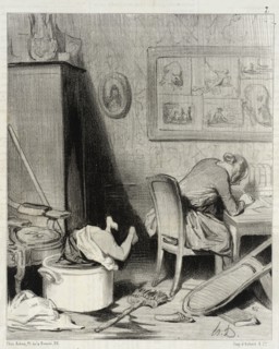La Mère est dans le feu de la composition, 1844. Creator: Honore Daumier.