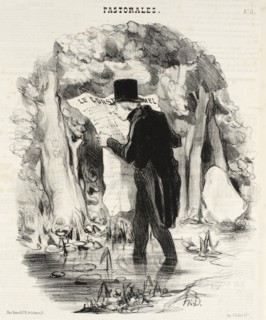 Où peut conduire la lecture du Constitutionnel!, 1845. Creator: Honore Daumier.