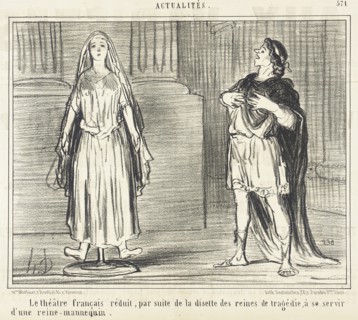 Le Théâtre français réduit...à se servir..., 1858. Creator: Honore Daumier.