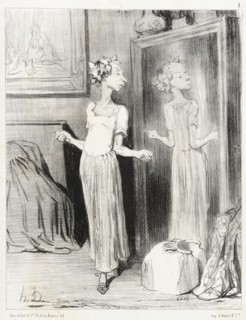 C'est singulier comme ce miroir m'applatit..., 1844. Creator: Honore Daumier.