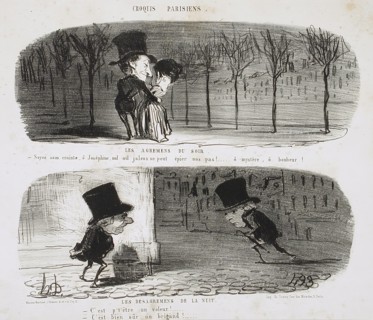 Les Agrémens du soir/Les Désagrémens de la nuit, 1853. Creator: Honore Daumier.
